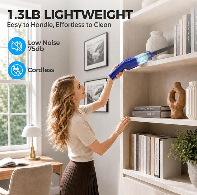 dormzie Handheld Vacuum Cordless, Car Vacuum with 19000Pa Powerful Suction,1.3 lbs Lightweight, Type-C Charge, Multiple Accessories for Car Home Office Pet